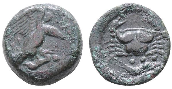 Sicily, Akragas, c. 425/0-410/06 BC. Æ Tetras (21mm, 10.90g).