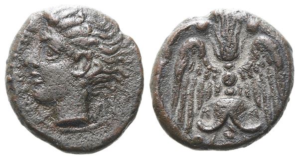 Sicily, Katane, c. 415-404 BC. Æ Tetras or Trionkion (13 mm, 1.82 g).  - Auction GREEK & ROMAN PROVINCIAL COINS AND NUMISMATIC LITERATURE Including a wide selection of Alexandrian Coins from the Dattari Collection - Bertolami Fine Art - Prague