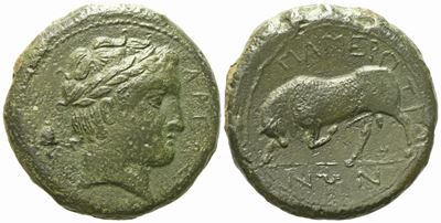 Sicily, Messana, Mamertinoi (288-278 C.ca Bc), Quadruple Unit; Æ (18,20 G; 27,8 MM)