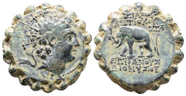 Seleukid Kings, Antiochos VI Dionysos (144-142 BC). Serrate Æ (24mm, 9.03g).