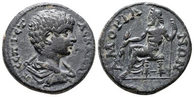 Geta (caesar, 198-209). Phrygia, Amorium. Æ (26mm, 9.15g).