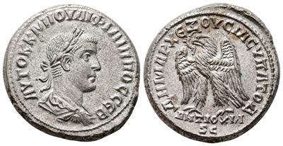 Philip II (247-249). Seleucis And Pieria, Antioch. Ar Tetradrachm (27mm, 14.18g).