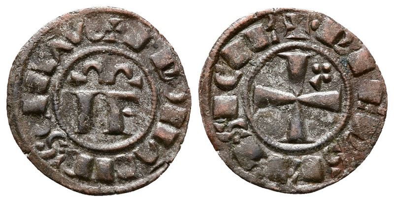 Italy, Sicily, Messina Or Brindisi. Federico II (1197-1250). Bi Denaro (16mm, 0.62g).