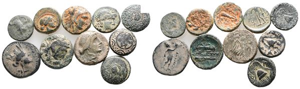 Lot of 10 Greek Æ coins