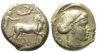 Sicily, Syracuse, Second Democracy (466-405 Bc), Tetradrachm; Ar (17,15 G; 22,92 MM)