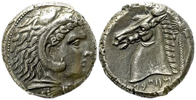 Sicily, Siculo-punic (C. 300 Bc), Tetradrachm; Ar (16,79 G; 22,92 MM)