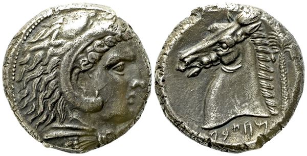 Sicily, Siculo-Punic (c. 300 BC), Tetradrachm; AR (16,79 g; 22,92 mm)