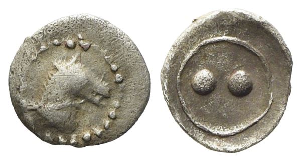 Sicily, Gela (480/75-475/70 BC), Hexas or Dionkion; AR (0,10 g; 6,32 mm)