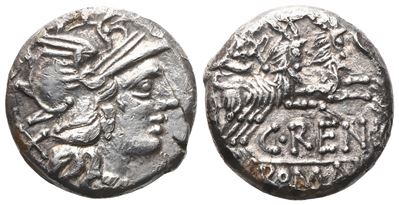C. Renius, Denarius, 138 Bc; Ar (4,33 G; 16 MM; 10 H)