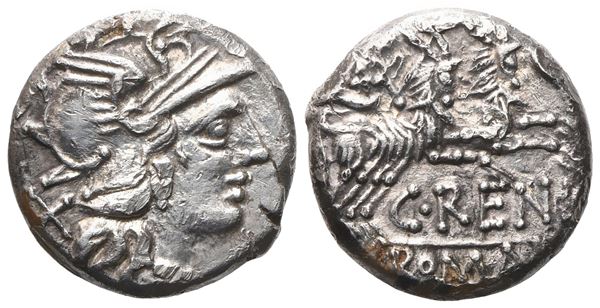C. Renius, Denarius, 138 BC; AR (4,33 g; 16 mm; 10 h)