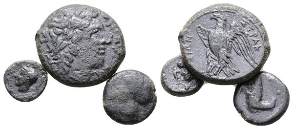 Lot of 3 Ae Greek coins. lot sold as is, no return  - Auction Greek, Roman, Byzantine Coins - Bertolami Fine Art - Prague