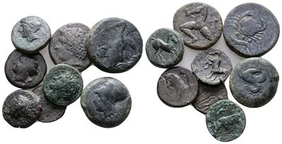 Lot Of 8 Ae Greek Coins. Lot Sold As Is, No Return