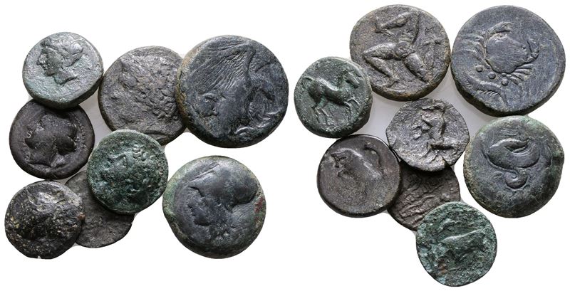 Lot Of 8 Ae Greek Coins. Lot Sold As Is, No Return