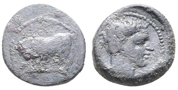 Sicily, Gela, c. 420-405 BC. Æ Tetras (19mm, 4.73g).  - Auction Greek, Roman, Byzantine Coins - Bertolami Fine Art - Prague