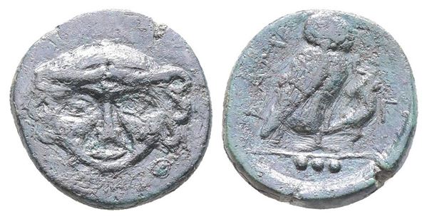 Sicily, Kamarina, c. 420-405 BC. Æ Tetras (17mm, 4.62g).