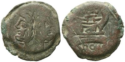 Valerius (?), As, C. 169-158 Bc; Æ (25,18 G; 33,8 MM; 1 H)