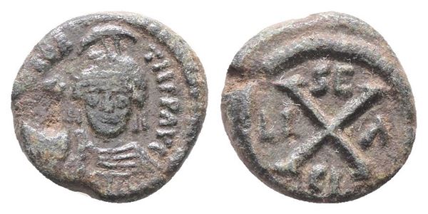 Maurice Tiberius (582-602). Æ 10 Nummi (15mm, 2.93g).  - Auction Greek, Roman, Byzantine Coins - Bertolami Fine Art - Prague