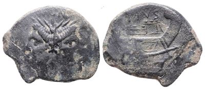 Sextus Pompey, Sicilian Mint, 43-36 Bc. Æ As (30mm, 15.50g).