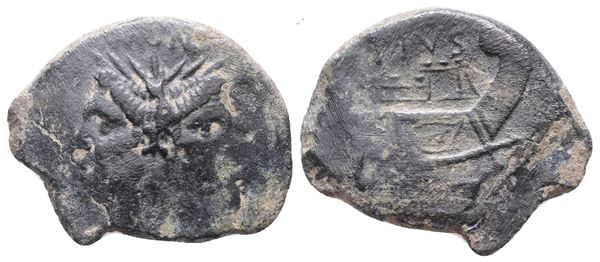 Sextus Pompey, Sicilian mint, 43-36 BC. Æ As (30mm, 15.50g).  - Auction Greek, Roman, Byzantine Coins - Bertolami Fine Art - Prague