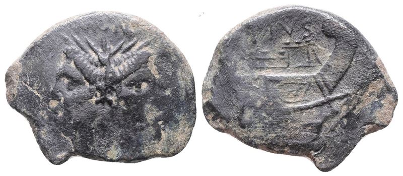 Sextus Pompey, Sicilian Mint, 43-36 Bc. Æ As (30mm, 15.50g).