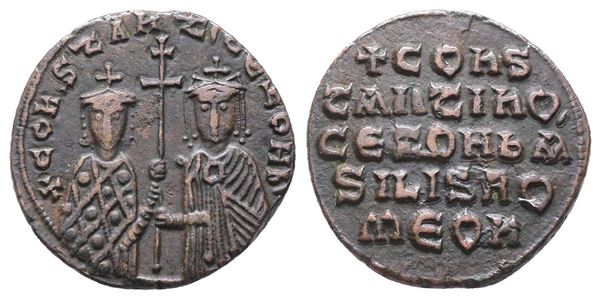 Constantine VII and Zoe (913-959). Æ 40 Nummi (25mm, 7.01g).  - Auction Greek, Roman, Byzantine Coins - Bertolami Fine Art - Prague