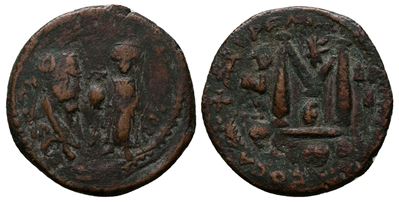 Heraclius With Heraclius Constantine (610-641). Æ 40 Nummi (18mm, 8.10g).