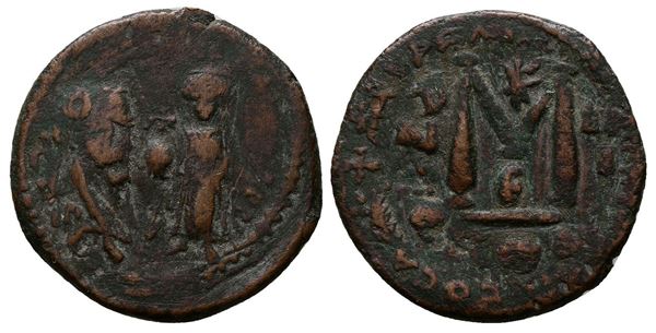 Heraclius with Heraclius Constantine (610-641). Æ 40 Nummi (18mm, 8.10g).  - Auction Greek, Roman, Byzantine Coins - Bertolami Fine Art - Prague