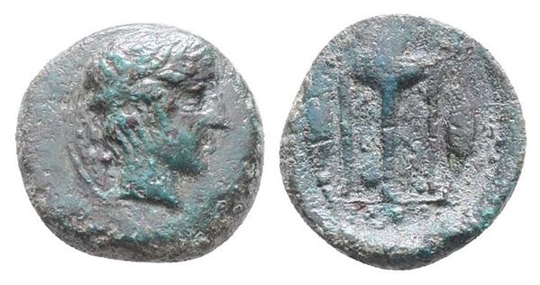 Sicily, Leontinoi, c. 405-402 BC. Æ Tetras - Trionkion (14mm, 2.22g).  - Auction Greek, Roman, Byzantine Coins - Bertolami Fine Art - Prague