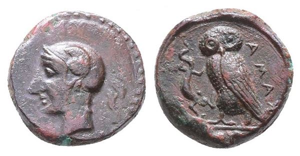 Sicily, Kamarina, c. 420-405 BC. Æ Tetras (15mm, 3.48g).  - Auction Greek, Roman, Byzantine Coins - Bertolami Fine Art - Prague