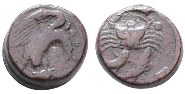 Sicily, Akragas, c. 425/0-410/06 BC. Æ Hexas (18mm, 8.39g).  - Auction Greek, Roman, Byzantine Coins - Bertolami Fine Art - Prague