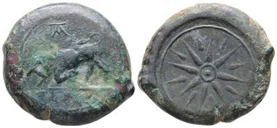 Sicily, Tauromenion. Campanian Mercenaries, 370-358 Bc. Æ Hemilitron (33 MM, 28.74 G).