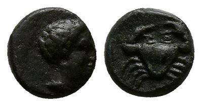 Sicily, Motya, C. 400-397 Bc. Æ Onkia Or Hexas(?) (10mm, 1.56g).