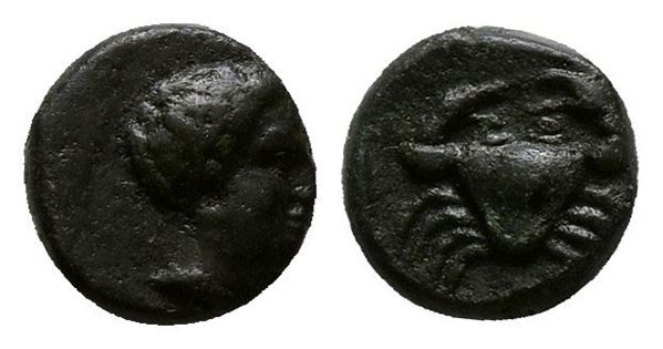 Sicily, Motya, c. 400-397 BC. Æ Onkia or Hexas(?) (10mm, 1.56g).  - Auction Greek, Roman, Byzantine Coins - Bertolami Fine Art - Prague