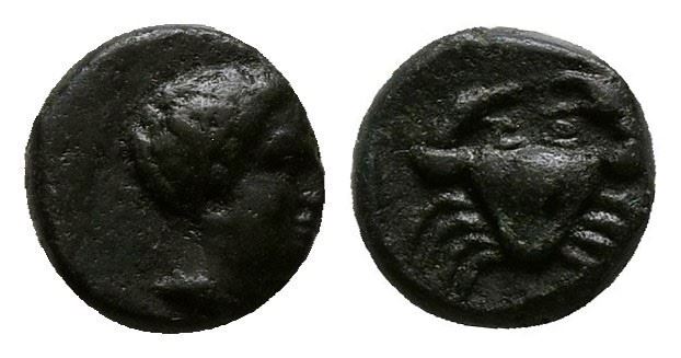 Sicily, Motya, C. 400-397 Bc. Æ Onkia Or Hexas(?) (10mm, 1.56g).