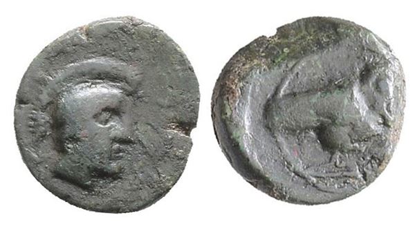 Northern Lucania, Velia(?), c. 2nd-1st century BC. Æ (12mm, 1.54g).