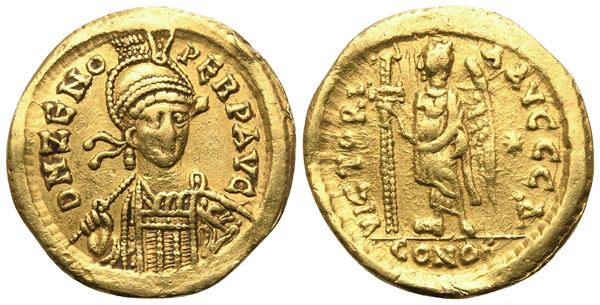 Zeno (Second Reign, 476-491), Solidus, Constantinopolis; AV (4,42 g; 18,5 mm; 6 h)