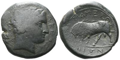 Sicily, Messana. The Mamertinoi, C. 275-264 Bc. Æ Quadruple Unit (28 MM, 17.91 G).