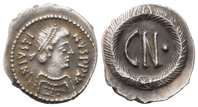 Giustiniano II, Quarter Siliqua con busto laureato (Ravenna)