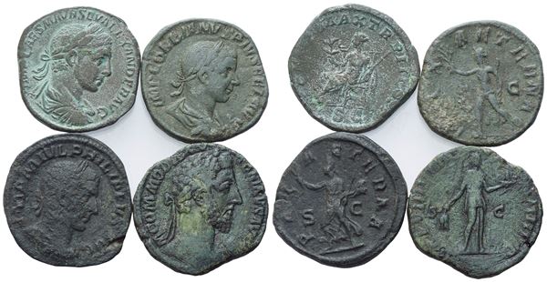  Lot of 4 Æ sestertii to be catalogued. Lot sold as is, no returns.