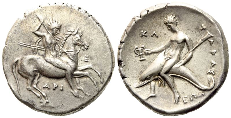 Calabria, Tarentum (C. 332-302 Bc), Nomos; Ar (8,16 G; 21,5 MM)