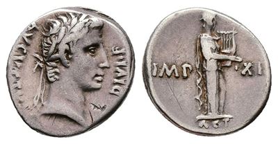 Augustus (27 Bc-ad 14). Ar Denarius (17mm, 3.75g).