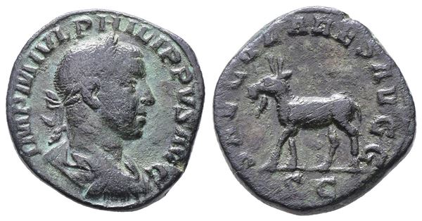 Philip II (Caesar, 244-247). Æ Sestertius (28mm, 19.86g).  - Auction Greek, Roman, Byzantine Coins - Bertolami Fine Art - Prague