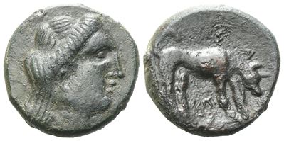 Sicily, Segesta, C. 390-380 Bc. Æ Tetras (18 MM, 5.29 G).