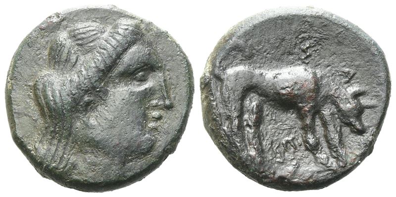 Sicily, Segesta, C. 390-380 Bc. Æ Tetras (18 MM, 5.29 G).