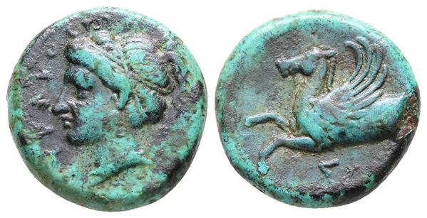 Sicily, Syracuse, 344-334 BC. Æ Hemilitron (17 mm, 4.63 g).