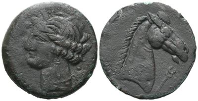 Carthaginian Domain, Sardinia, C. 264-241 Bc. Æ Dishekel (27 MM, 13.62 G).
