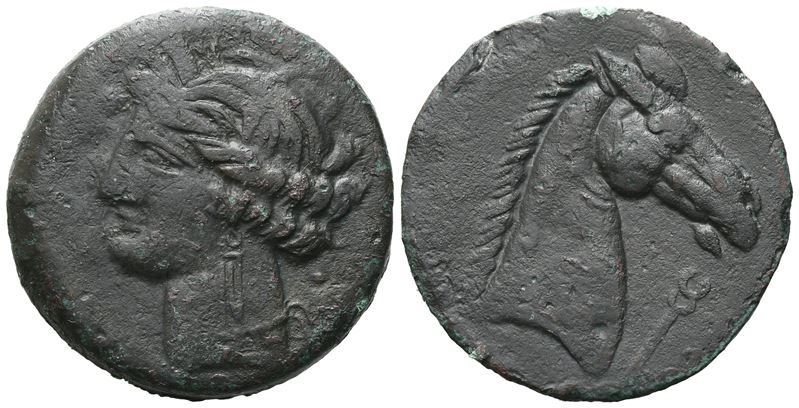 Carthaginian Domain, Sardinia, C. 264-241 Bc. Æ Dishekel (27 MM, 13.62 G).