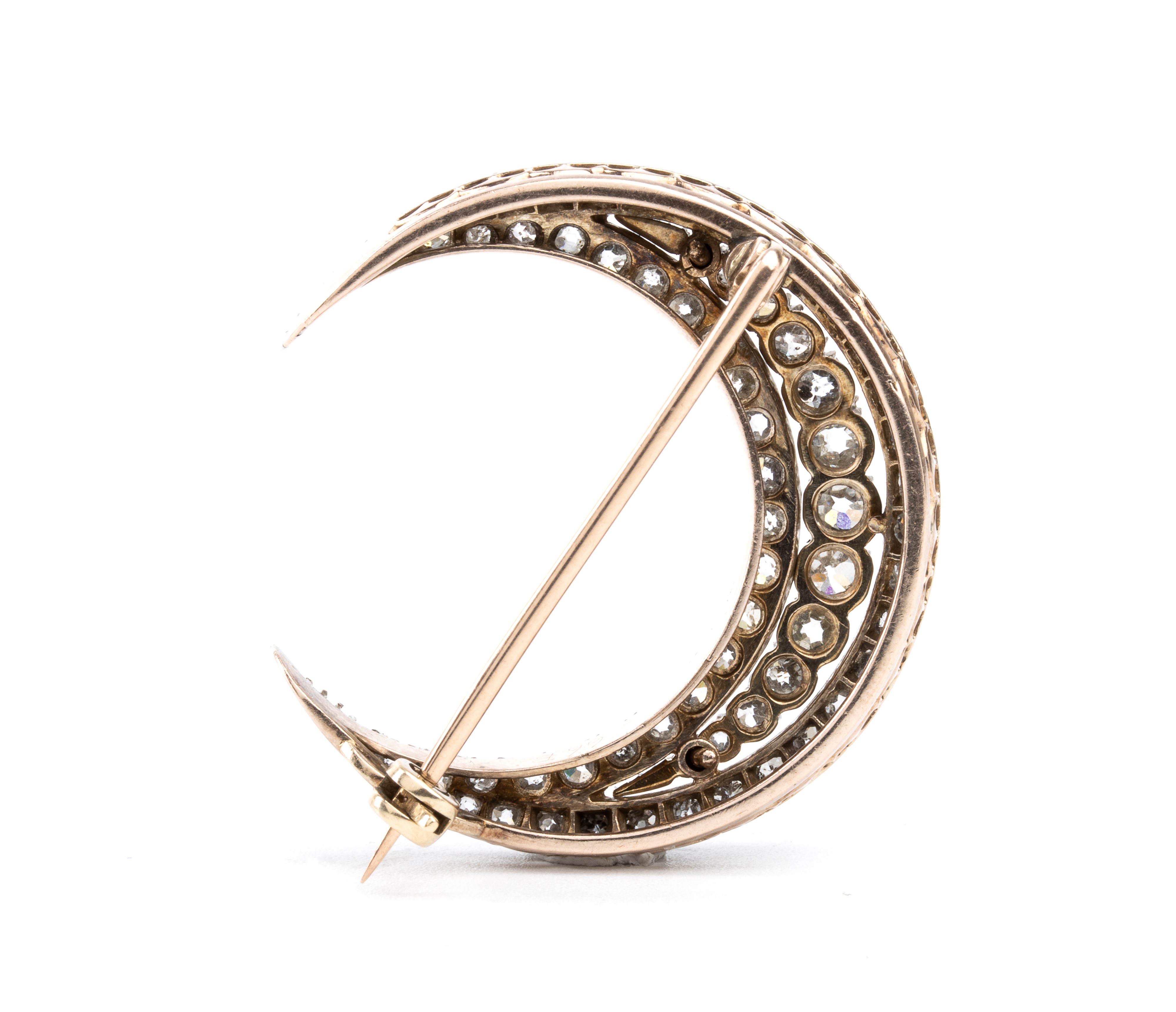 Spilla vittoriana in oro, argento e diamanti