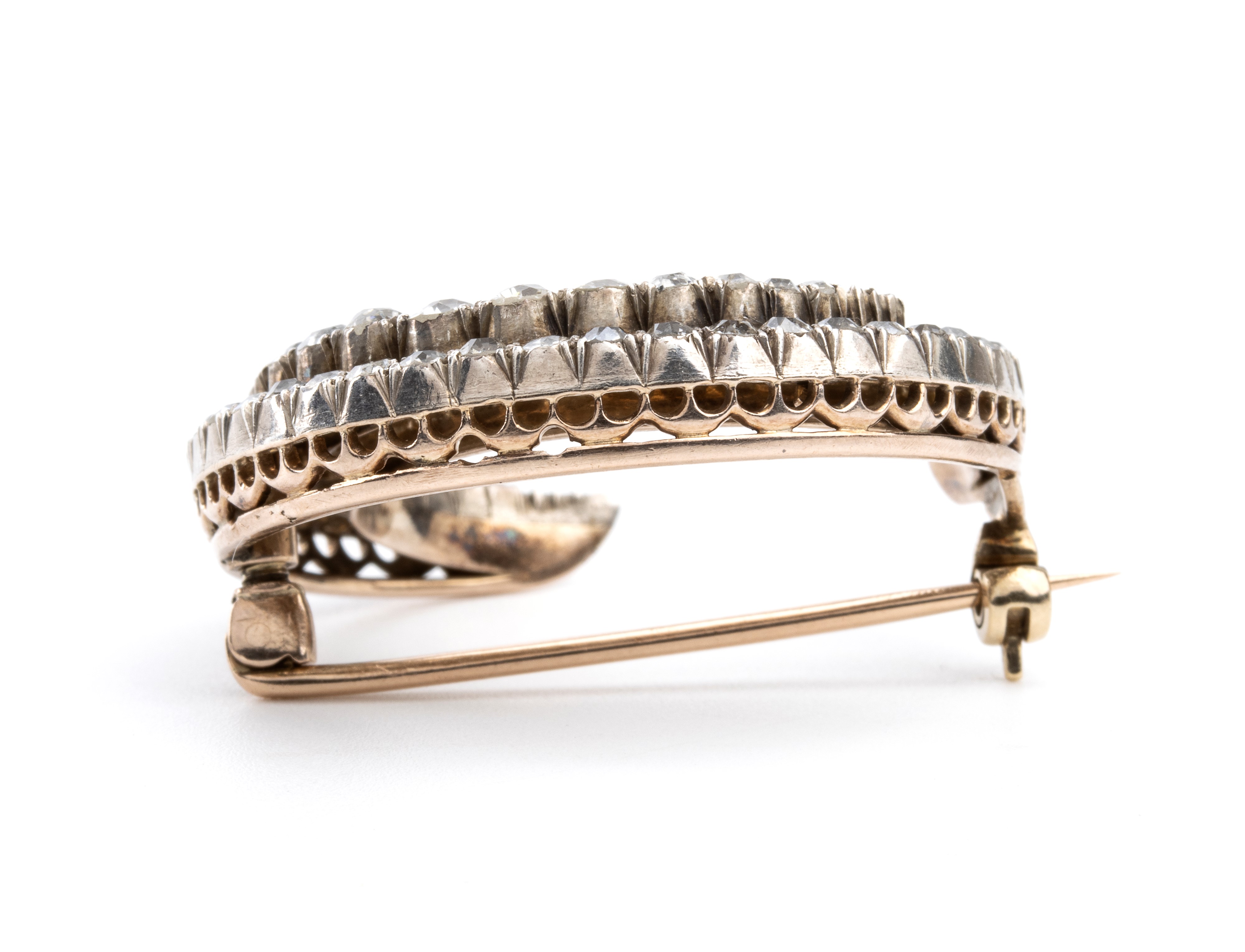 Spilla vittoriana in oro, argento e diamanti