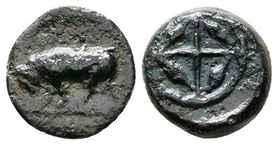 Sicily, Gela, C. 420-405 Bc. Æ Onkia (12mm, 1.36g).
